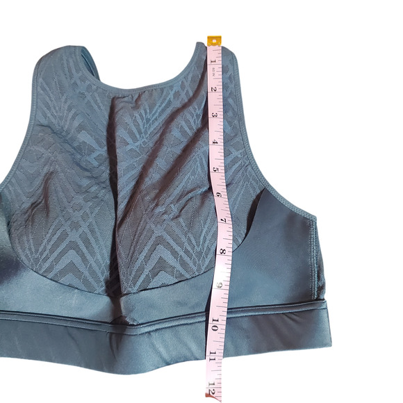 Victoria's Secret ON POINT Blue Mesh Lace High Neck Sports Bra 34B Molded Cups - Picture 15 of 15